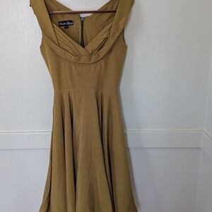 Trashy Diva Candice Gwinn Olive Fit and Flare Midi Dress Sleeveless Cowl Neck 6